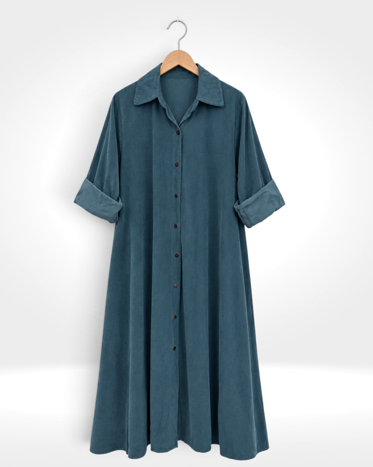 Siena Fine Cord A-Line Maxi Shirt Dress