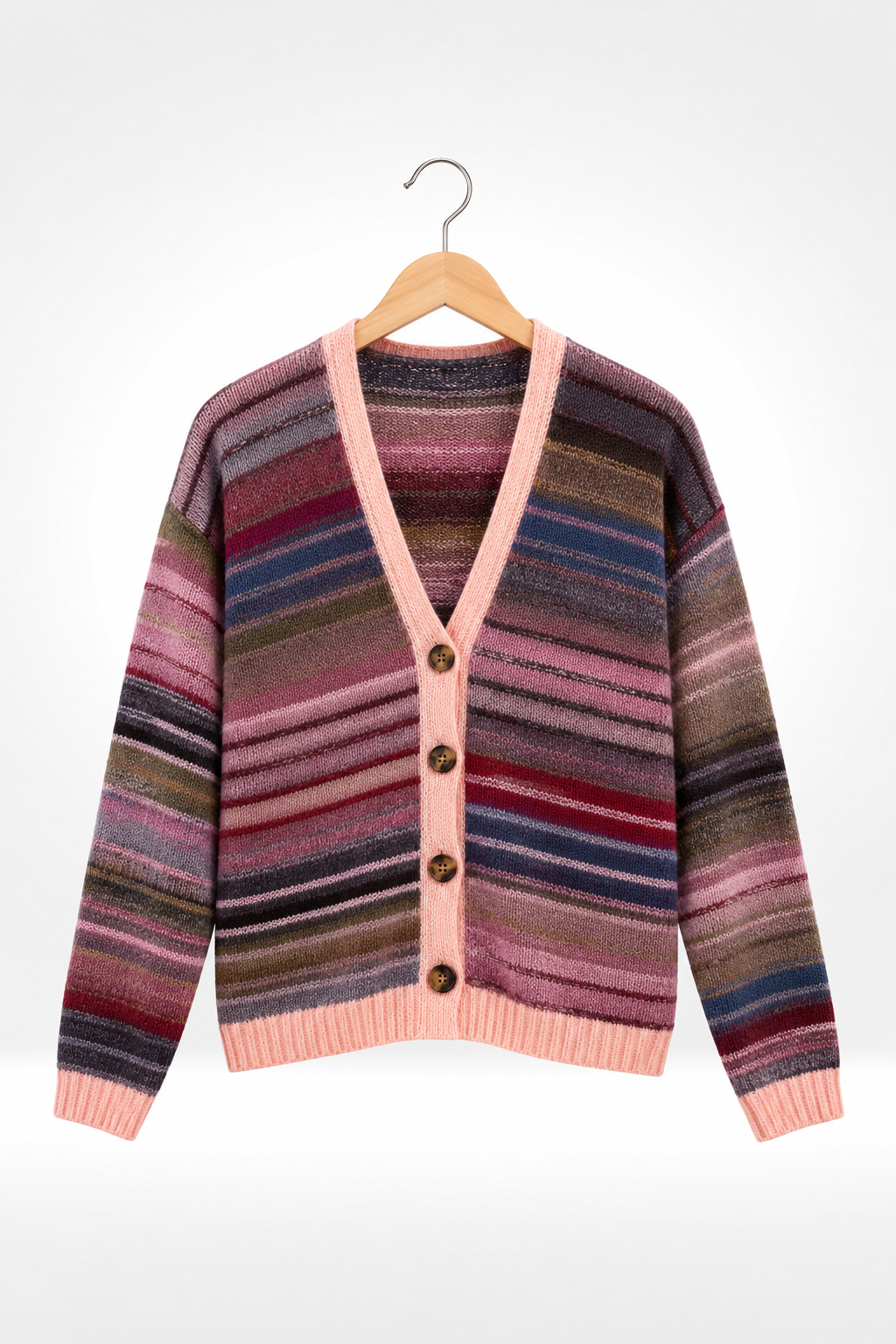 Rainbow Stripe Knit Cardigan