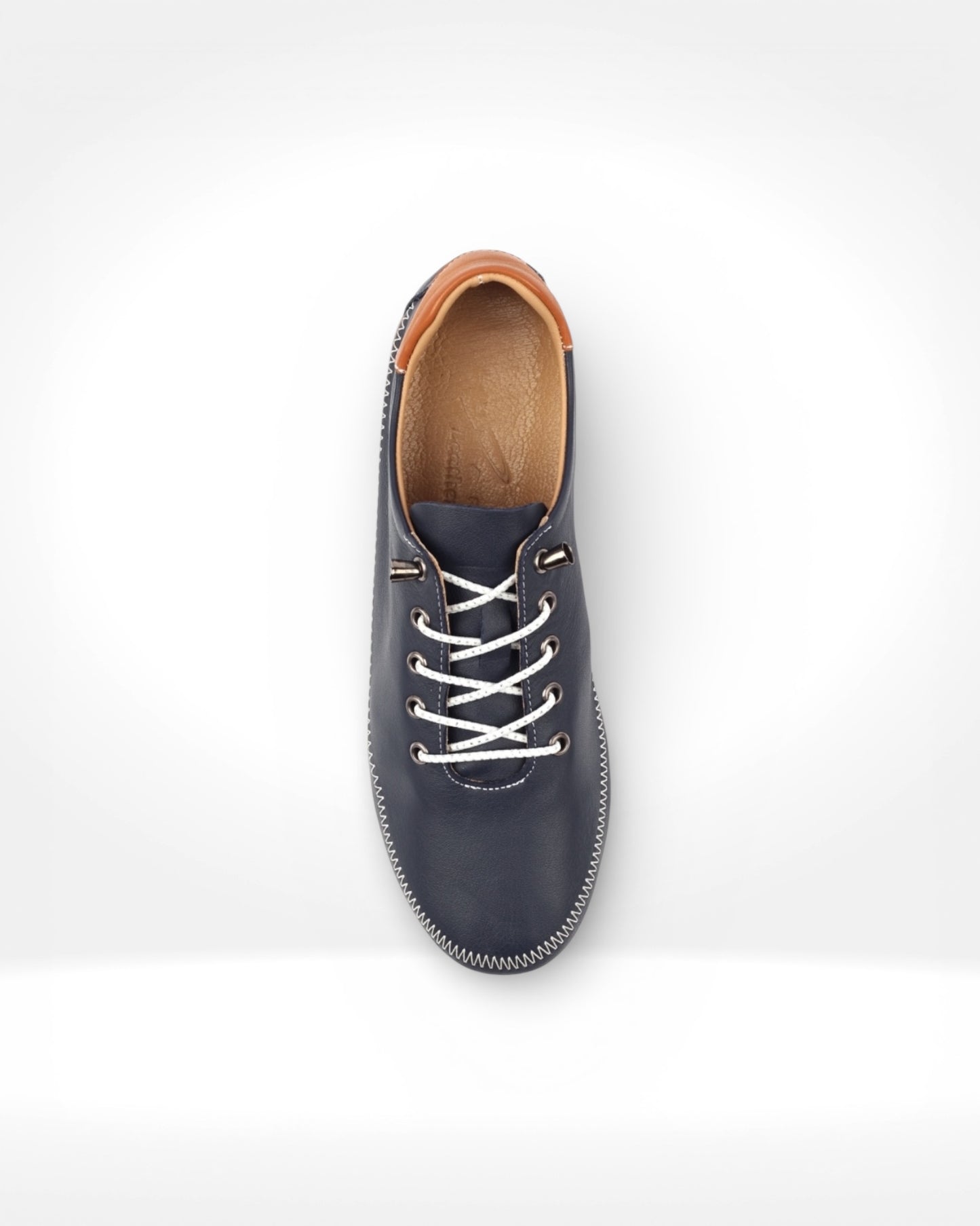 Penelopy Navy Leather Trainer