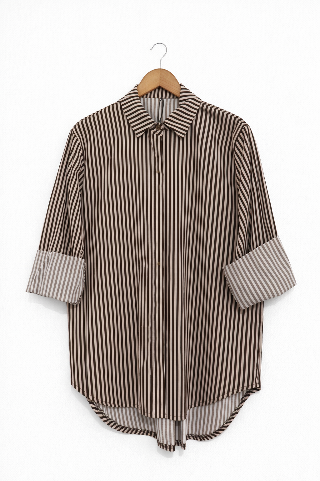 Pinstripe Roll-Sleeve Shirt