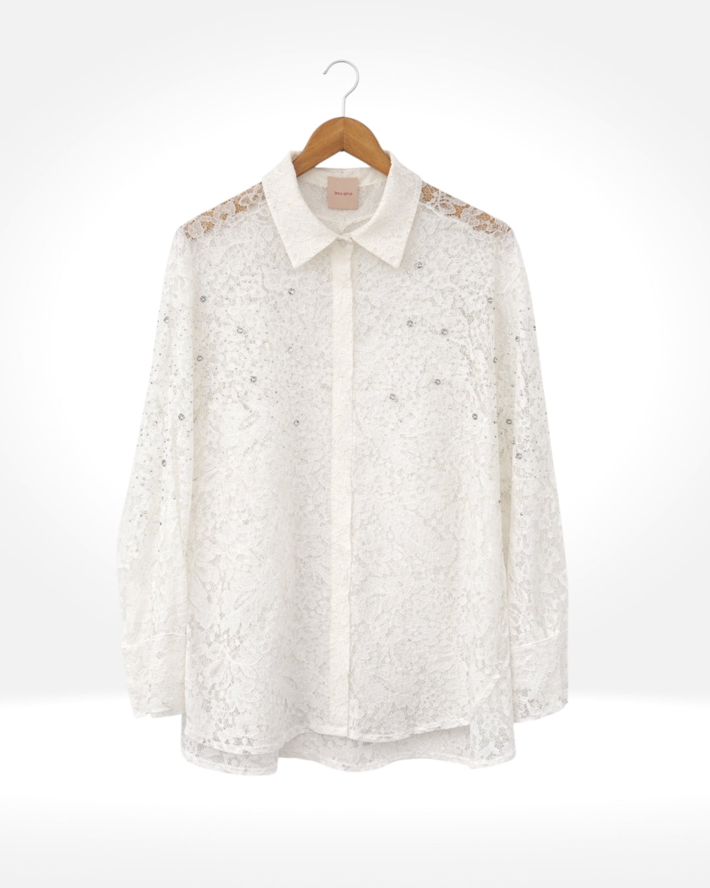 Ivory Lace Diamante Shirt