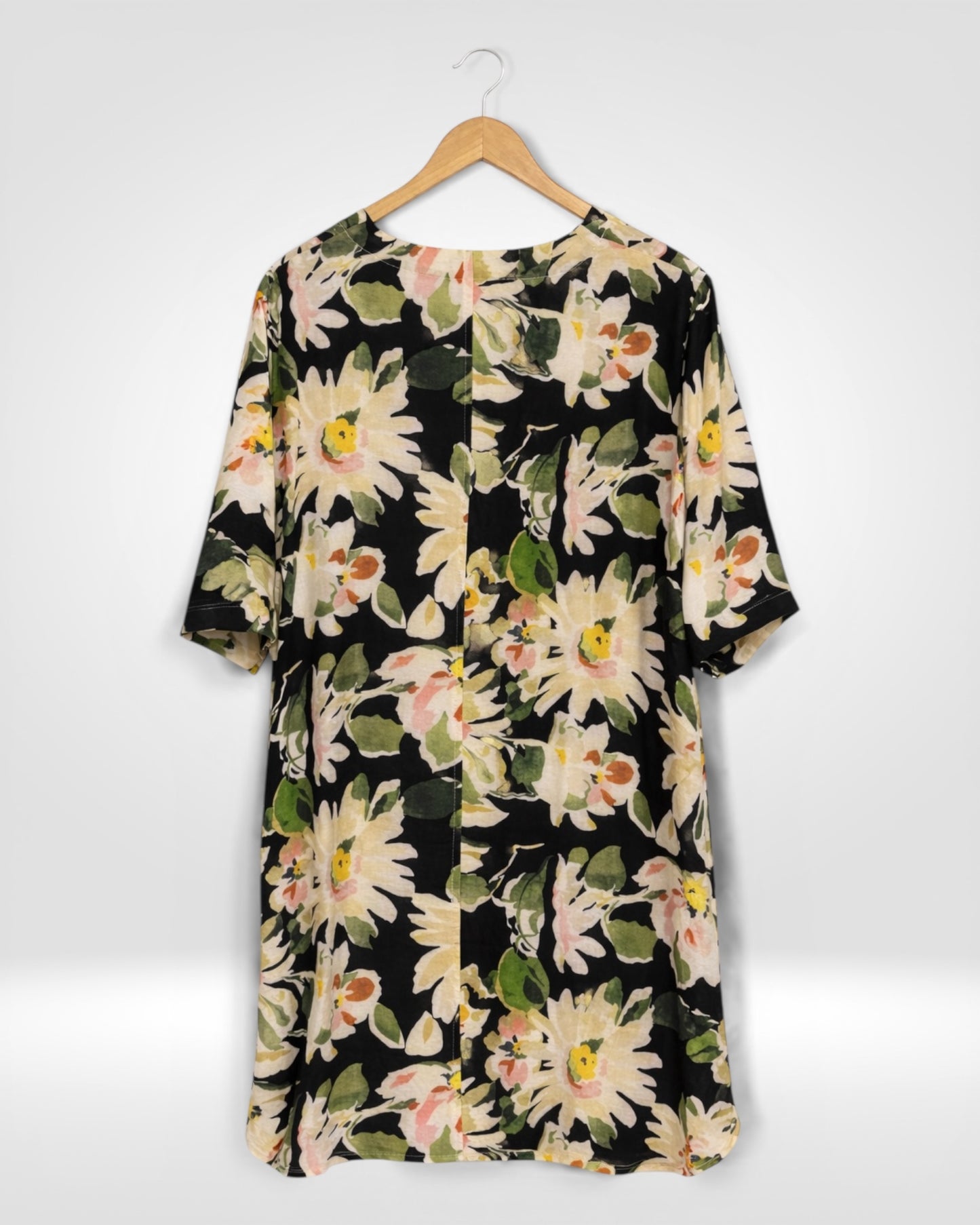 Floral Print Three-Quarter Sleeve Tunic Top (Bella Blue)