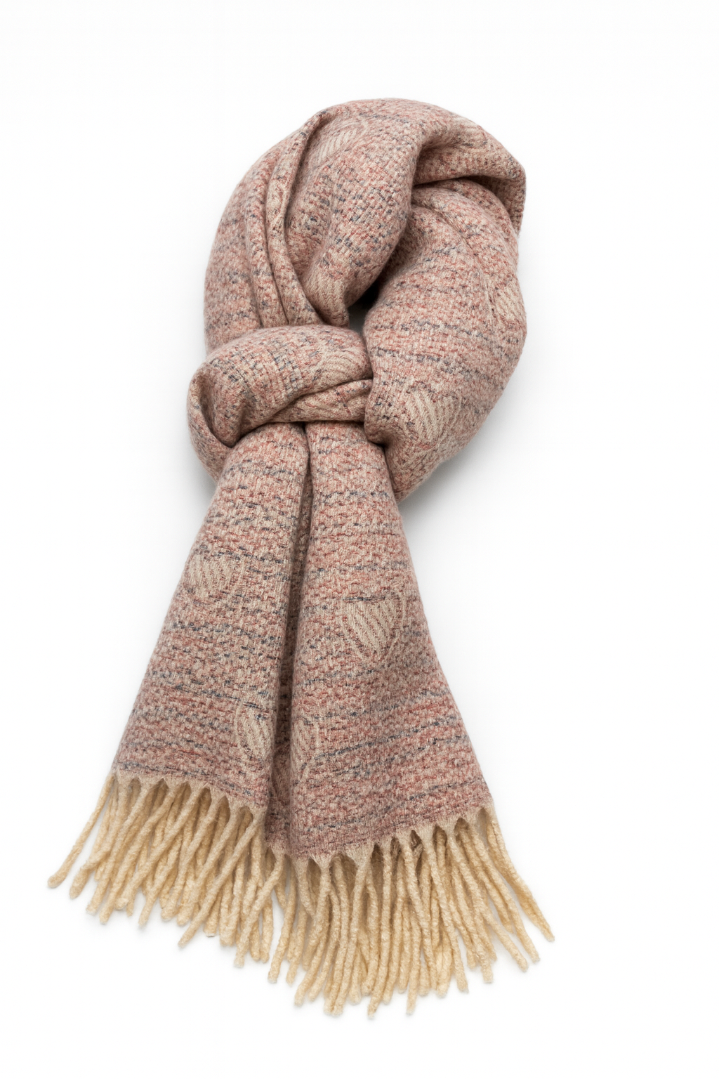 Soft Woven Heart Tassel Scarf