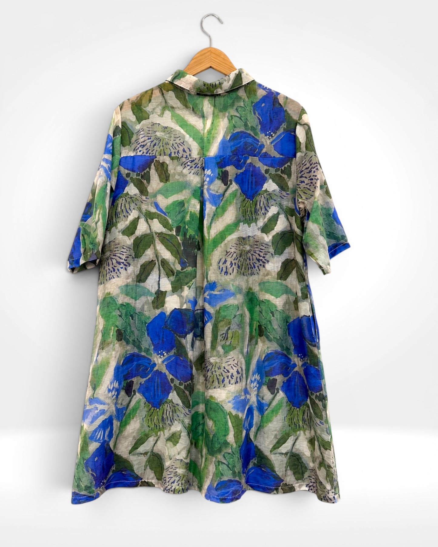 Azure Bloom Long Shirt Dress/Tunic (Bella Blue)