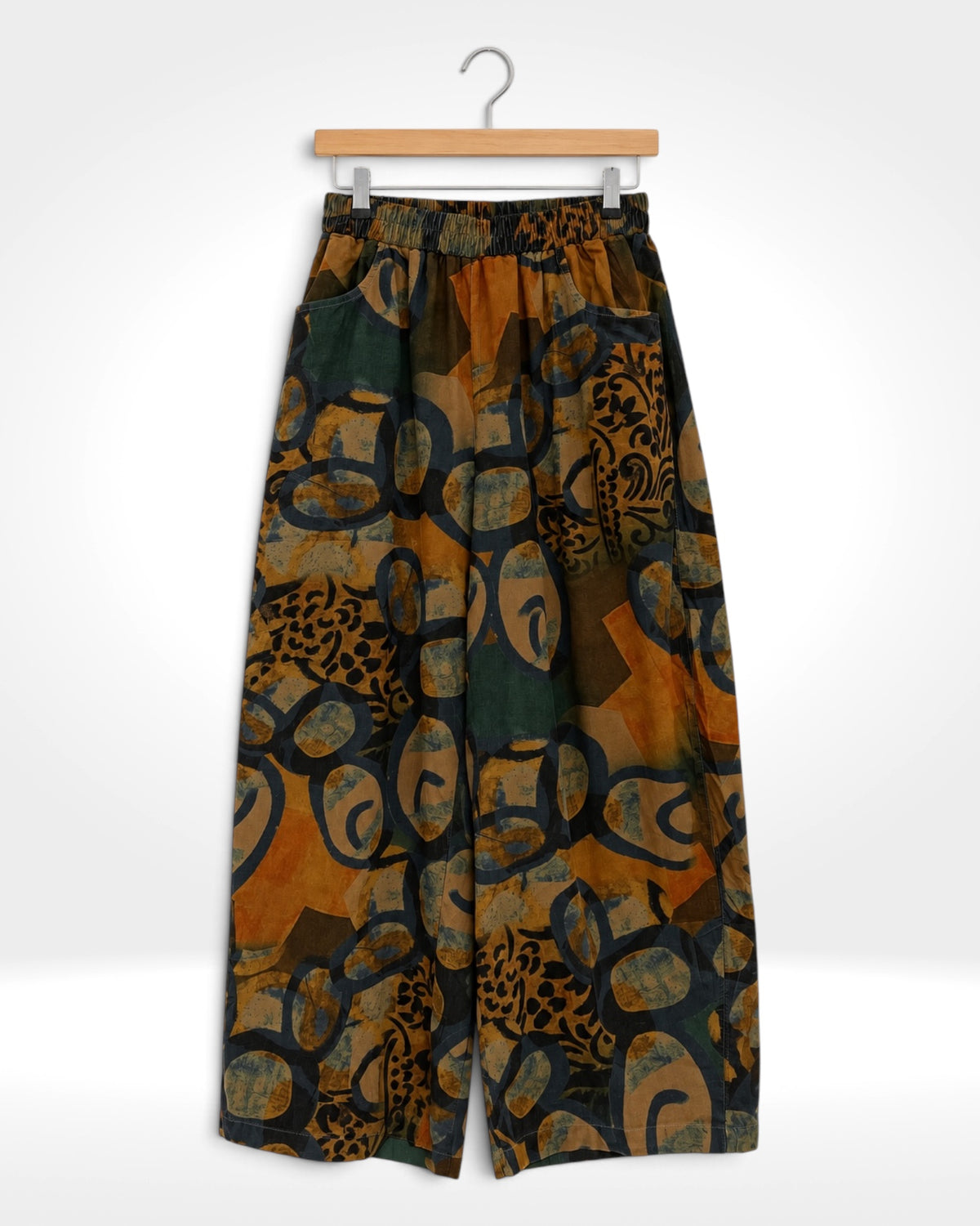 Autumn Mosaic Wide-Leg Trousers (Bella Blue)