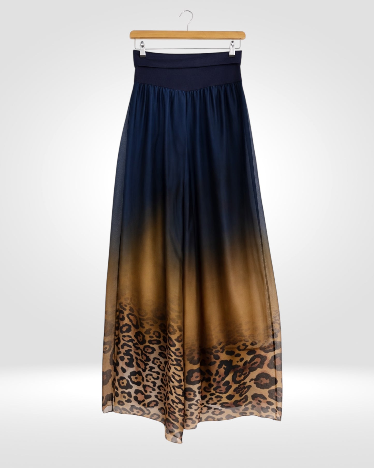 Wide-Leg Silk Animal Trousers