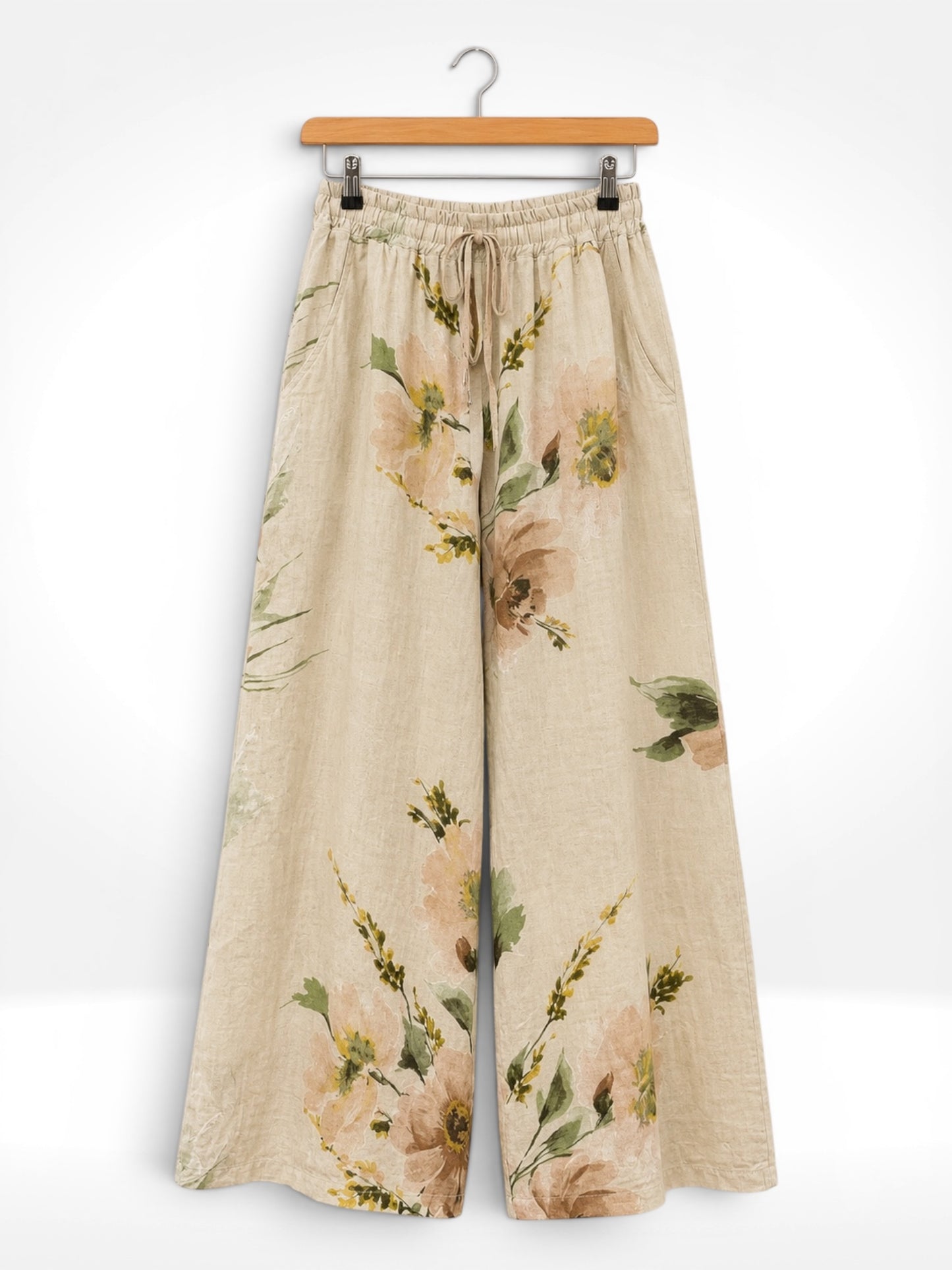 Italian Linen Bloom Wide-Leg Trousers