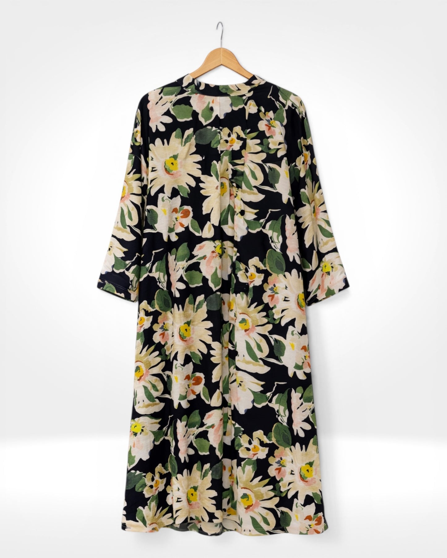 Floral Print Button-Front Midi Dress (Bella Blue)