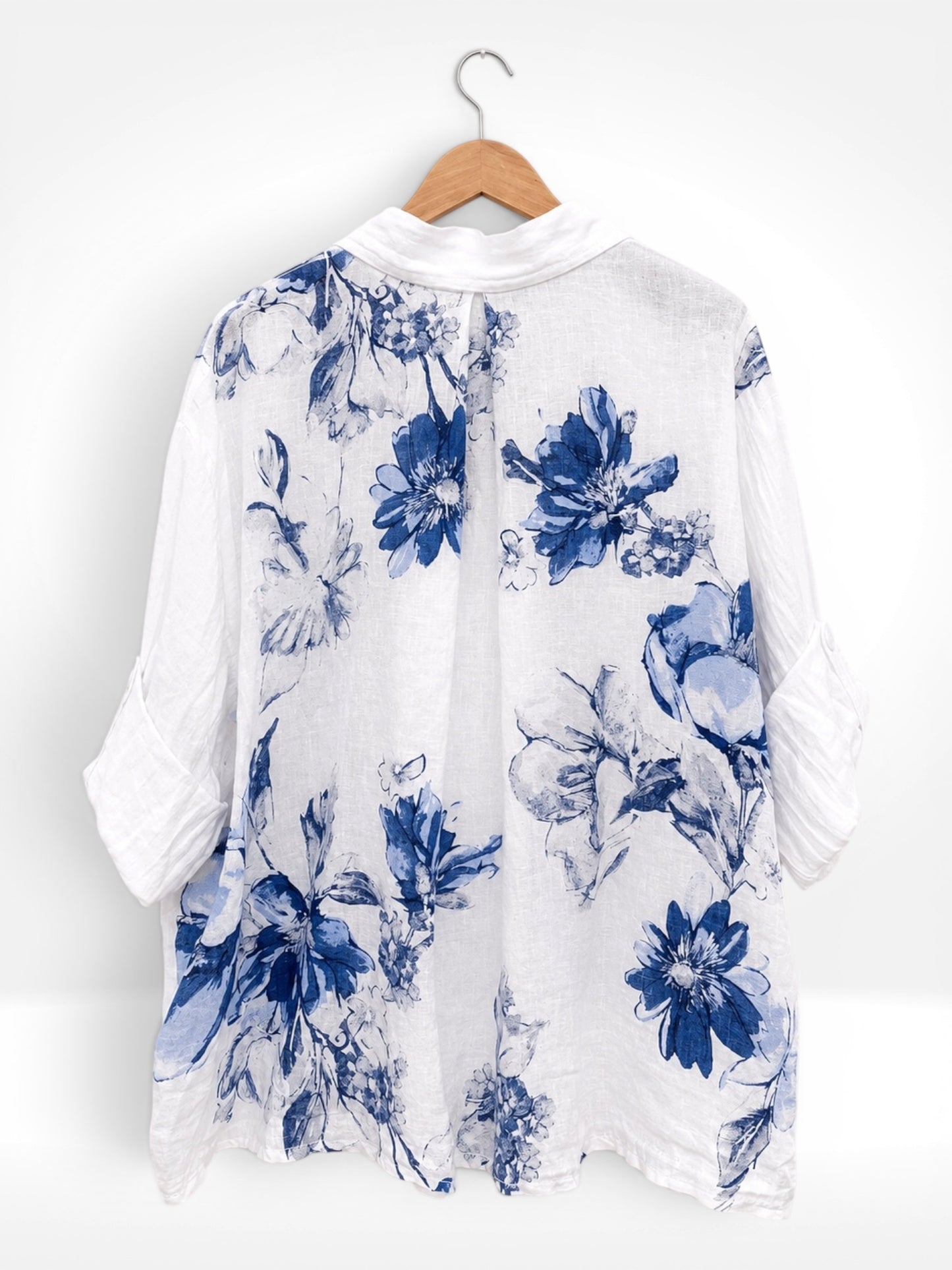 Italian Blue Blossom Linen Shirt