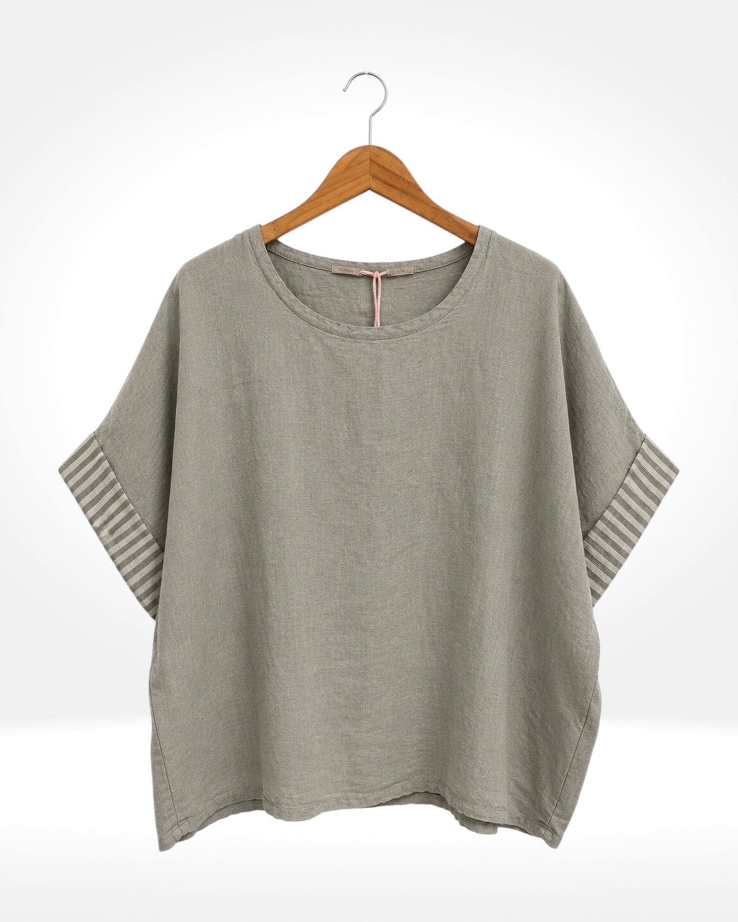 Amalfi Stripe Cuff Linen Top