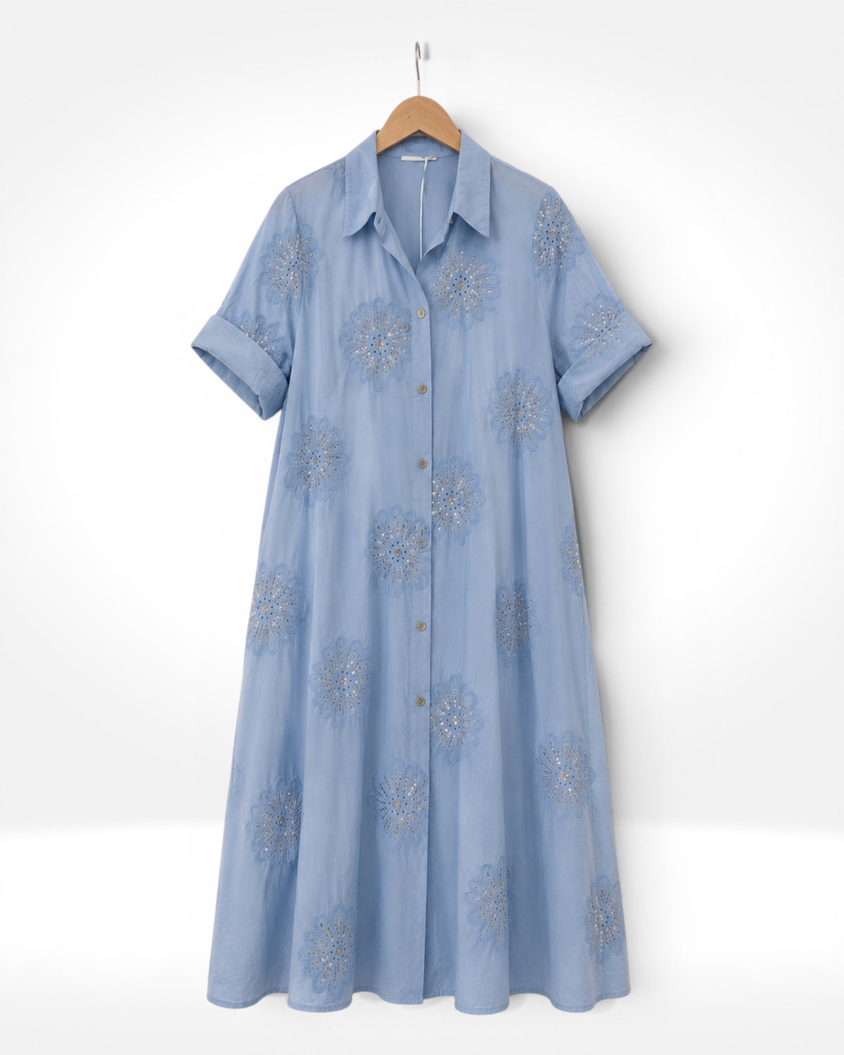 Bloom Sequin Cotton Shirt Dress