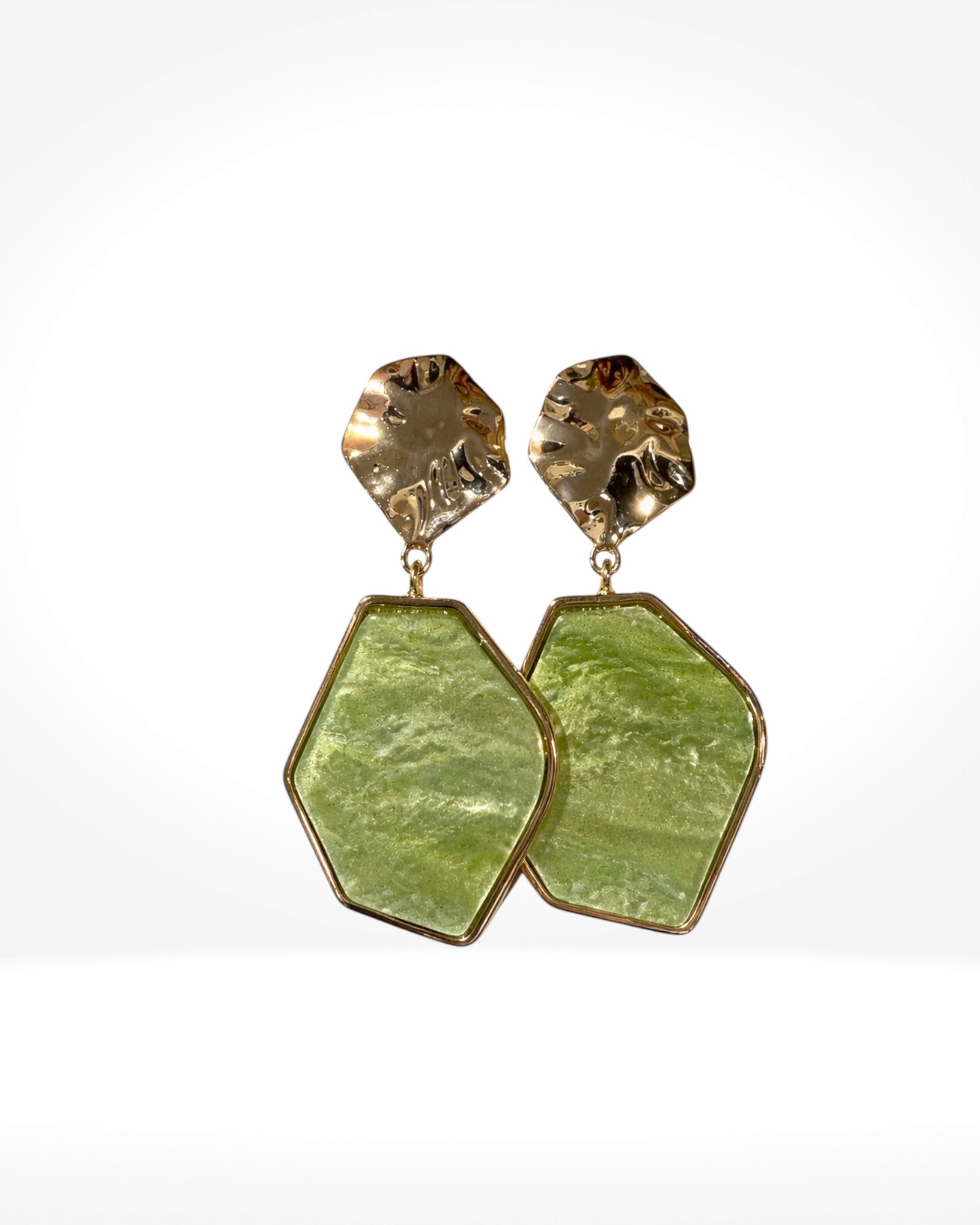 Green Resin Drop Earrings