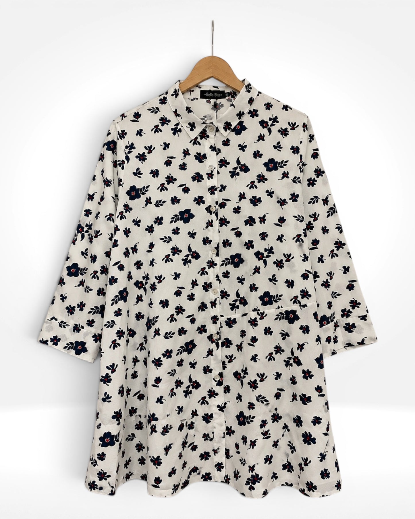 Midnight Bloom Longline Shirt (Bella Blue)
