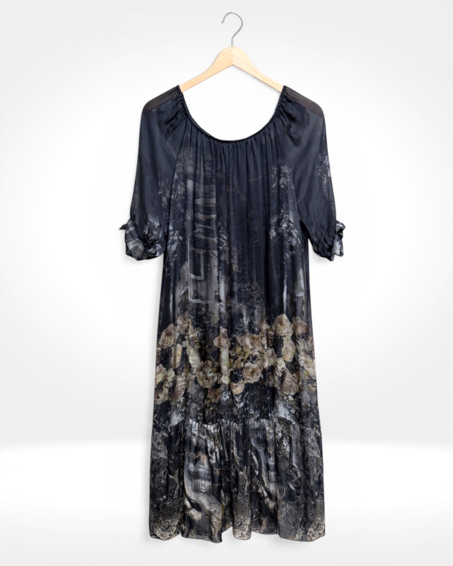 Midnight Garden Silk Dress