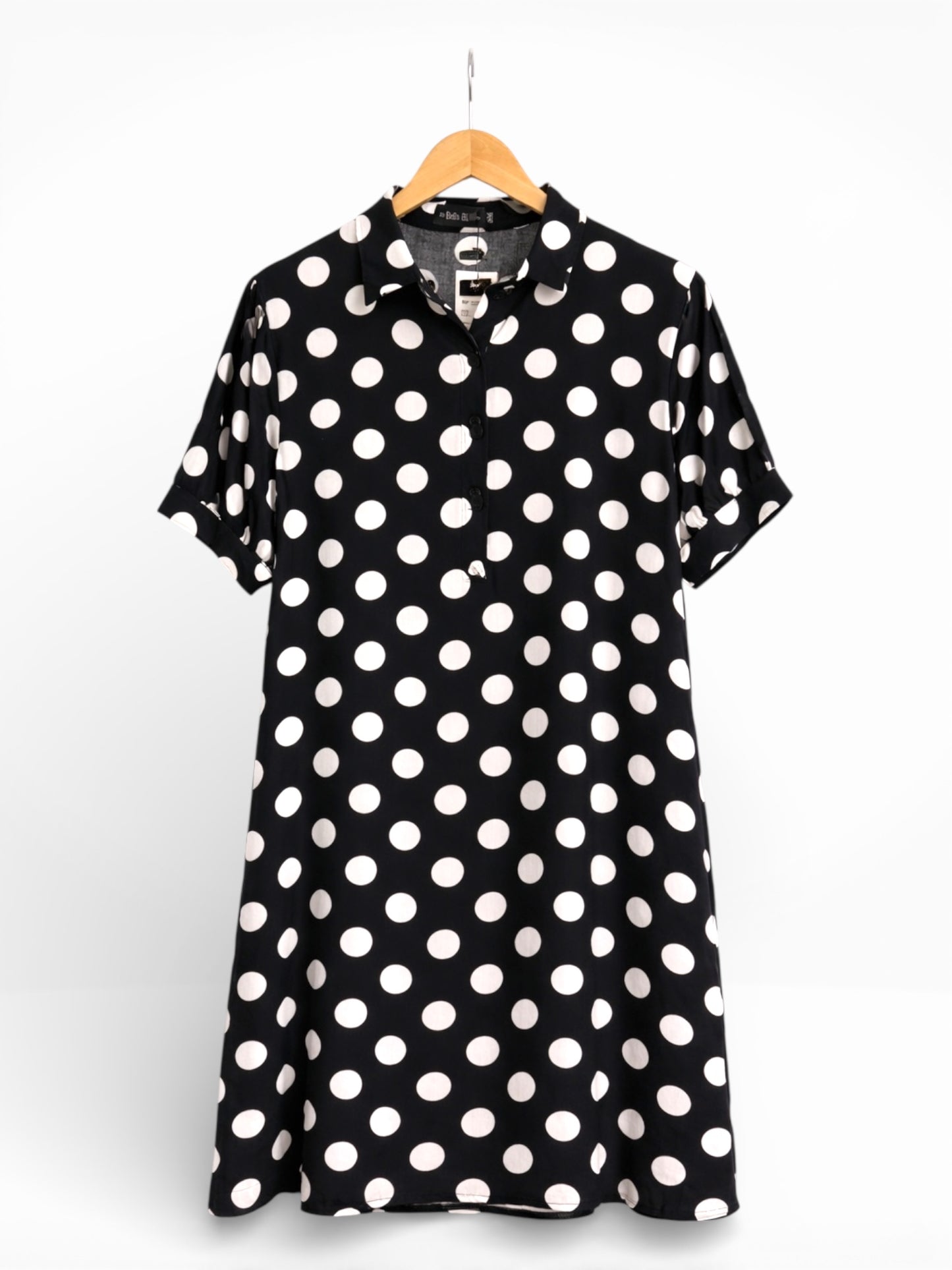 Midnight Muse Polka Dot Shirt Dress (Bella Blue)