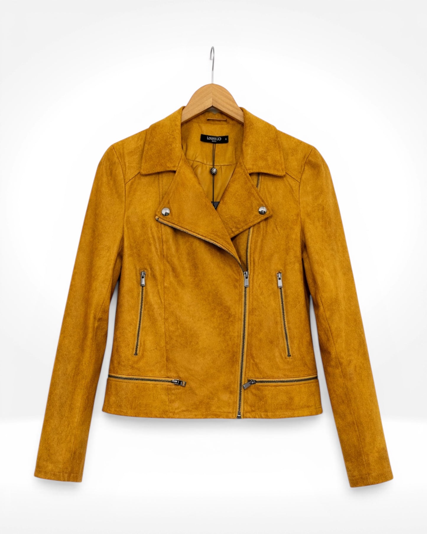 Mustard Faux Leather Biker Jacket