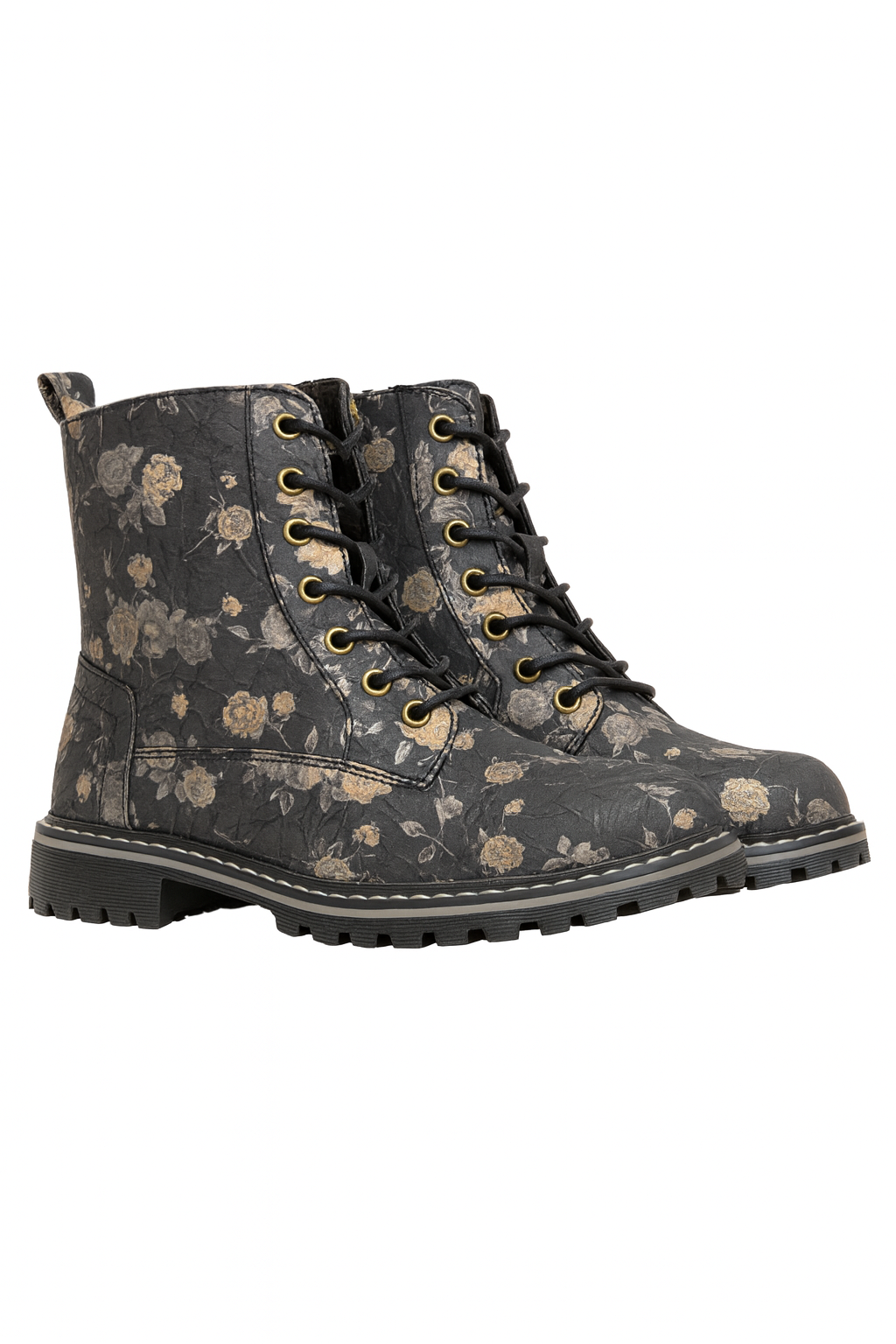 Midnight Bloom Combat Boots
