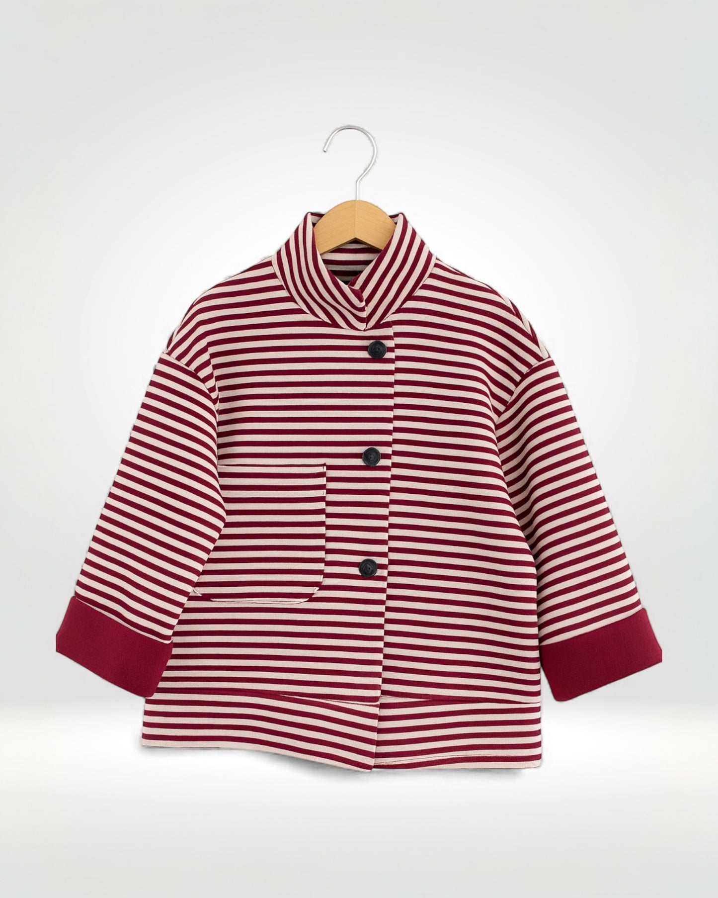 Stripe Modern Funnel-Neck Jacket