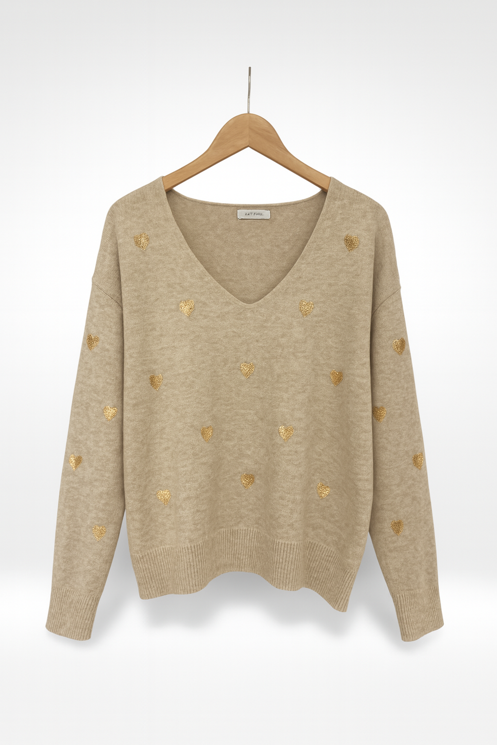 Heart Sequin V-Neck Knit