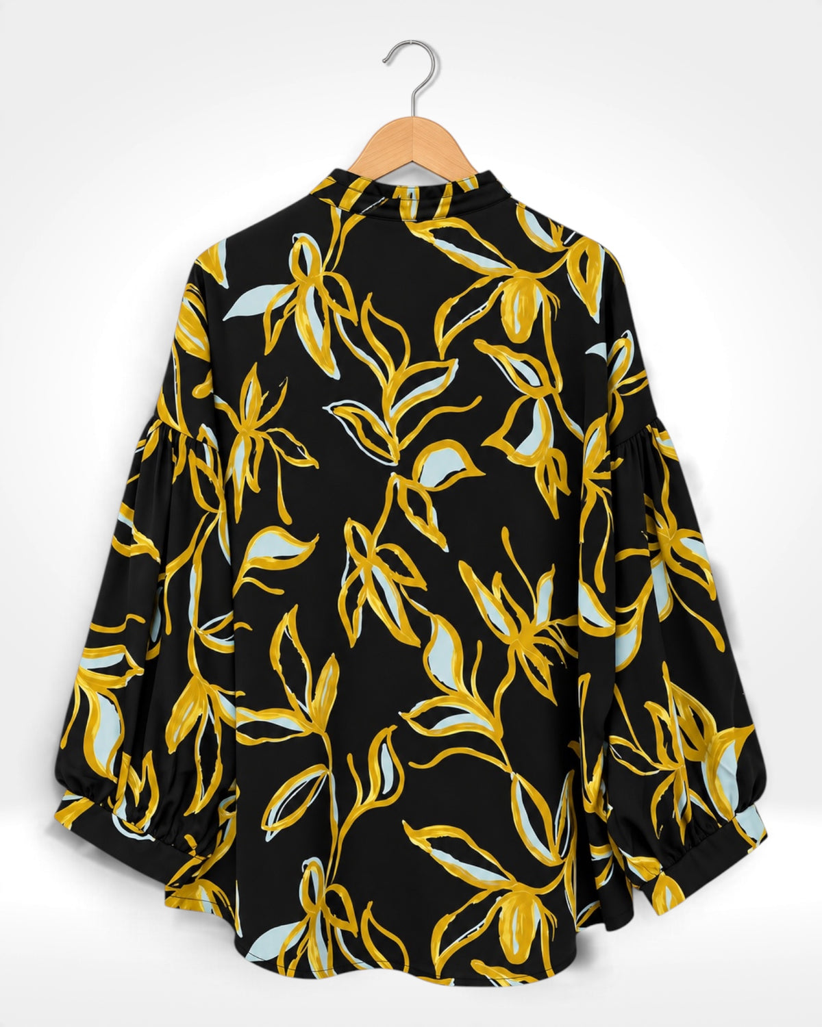 Golden Bloom Button Front Blouse (Bella Blue)