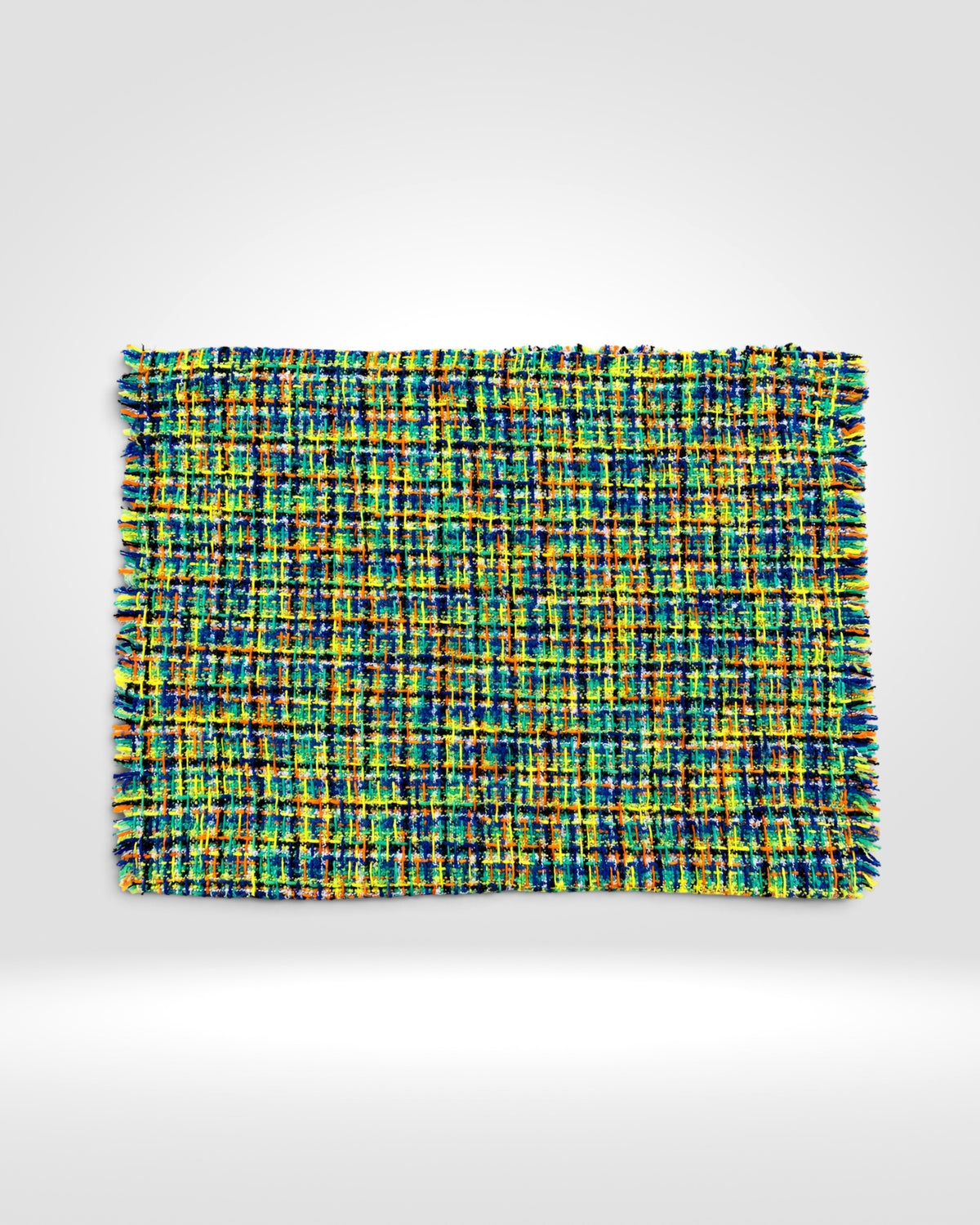 Multicolour Tweed Fringe Scarf – Blue & Green