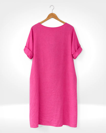 Linen Button Detail Dress