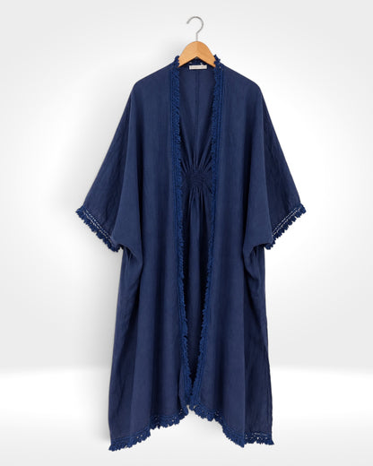 Italian Linen Open-Front Kaftan
