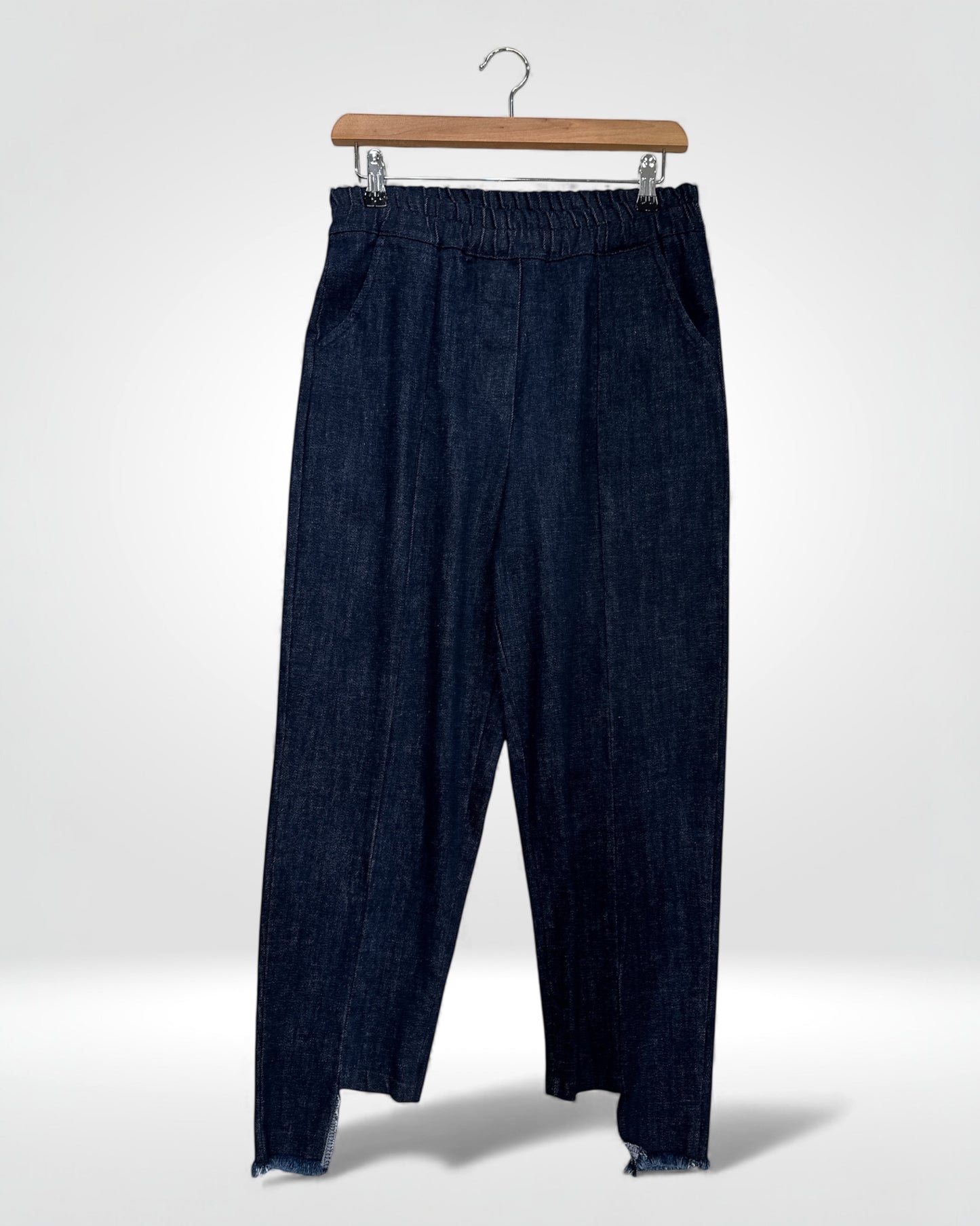 Fray Hem Statement Denim Trousers