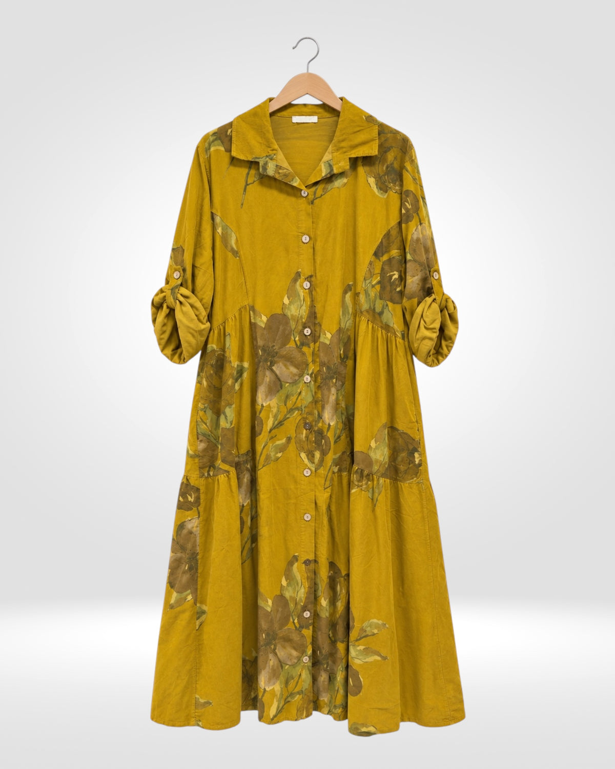 Italian Fine Needle Cord Floral Shirt Dress