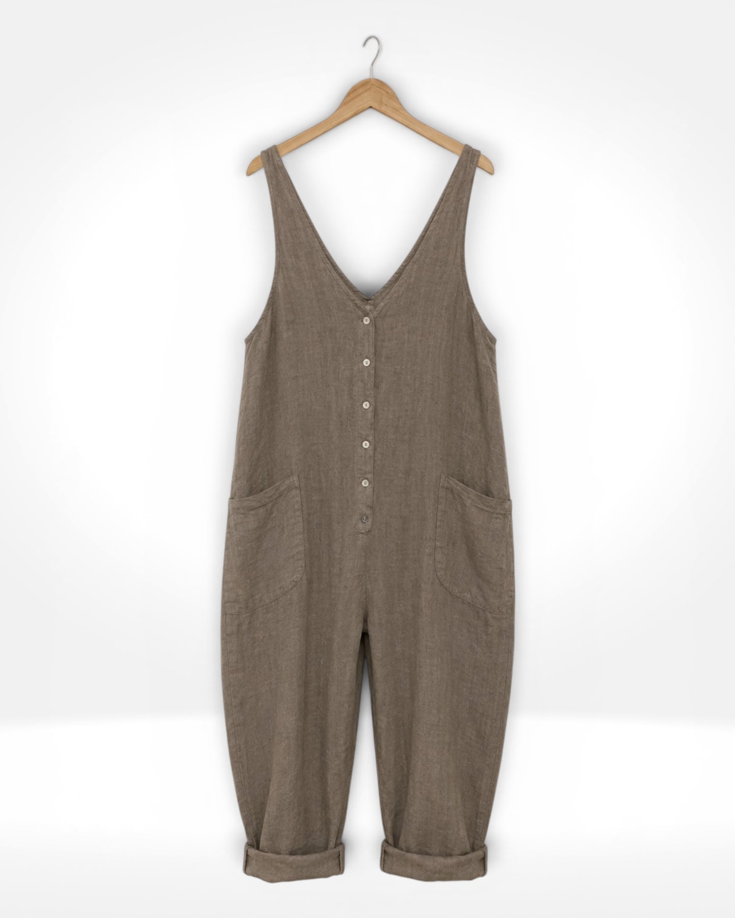 Linen Barrel-Leg Jumpsuit