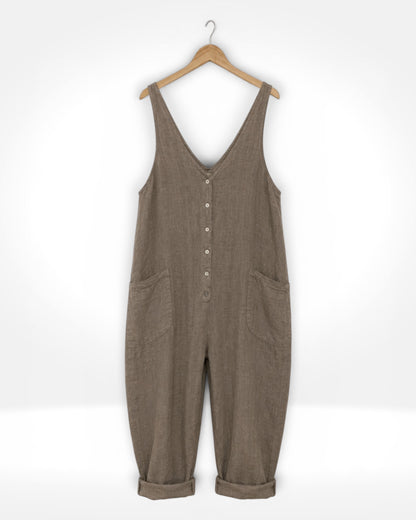 Linen Barrel-Leg Jumpsuit