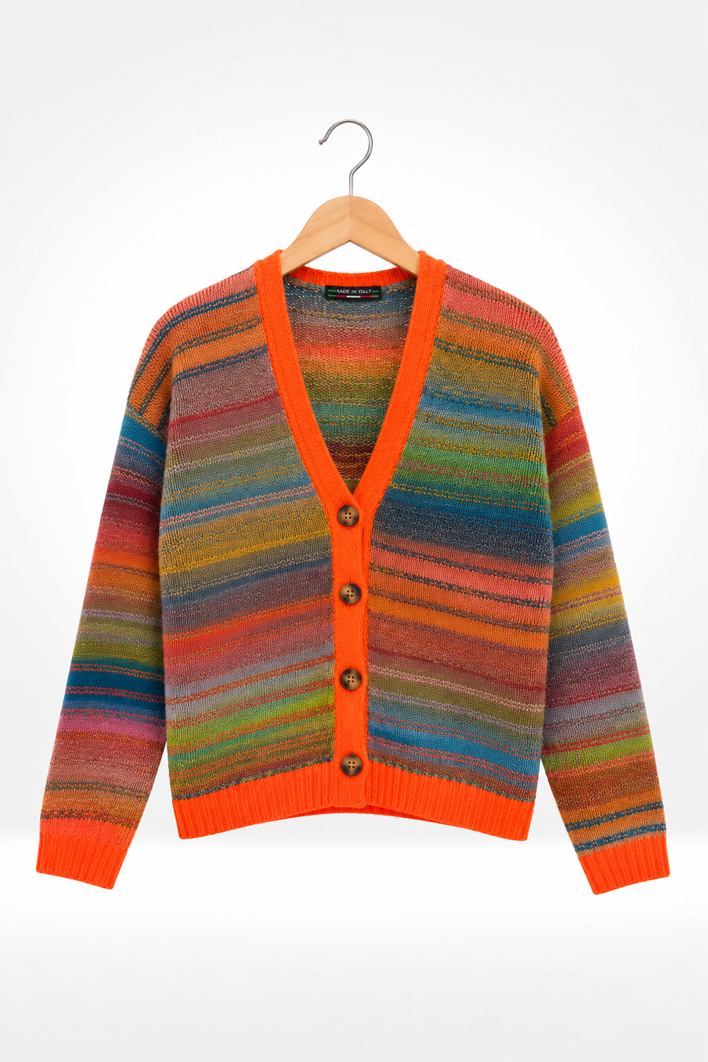 Rainbow Stripe Knit Cardigan