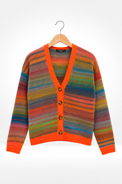 Rainbow Stripe Knit Cardigan