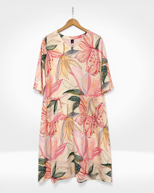 Blush Bloom Printed Midi Dress (Bella Blue)