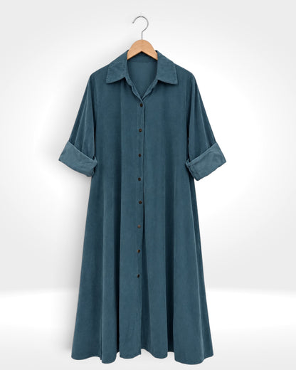 Siena Fine Cord A-Line Maxi Shirt Dress