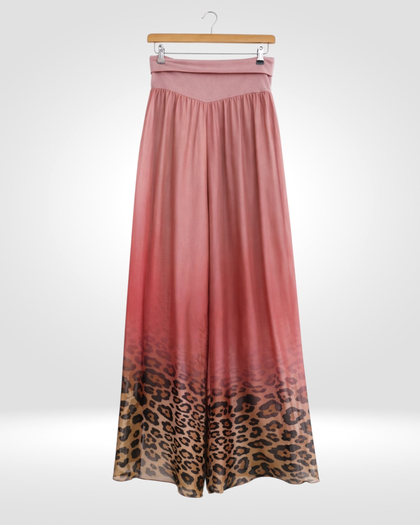 Wide-Leg Silk Animal Trousers