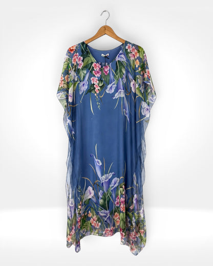 Botanical Silk Kaftan Dress
