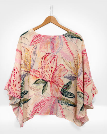 Blush Bloom Printed Top (Bella Blue)