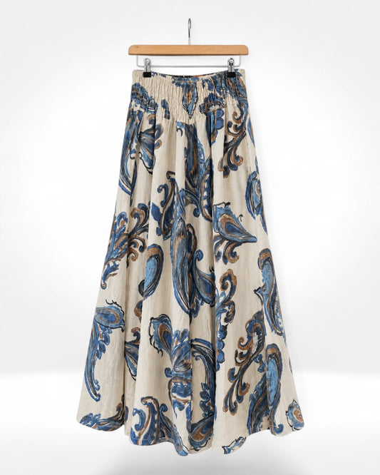 Paisley Linen Palazzo Trousers