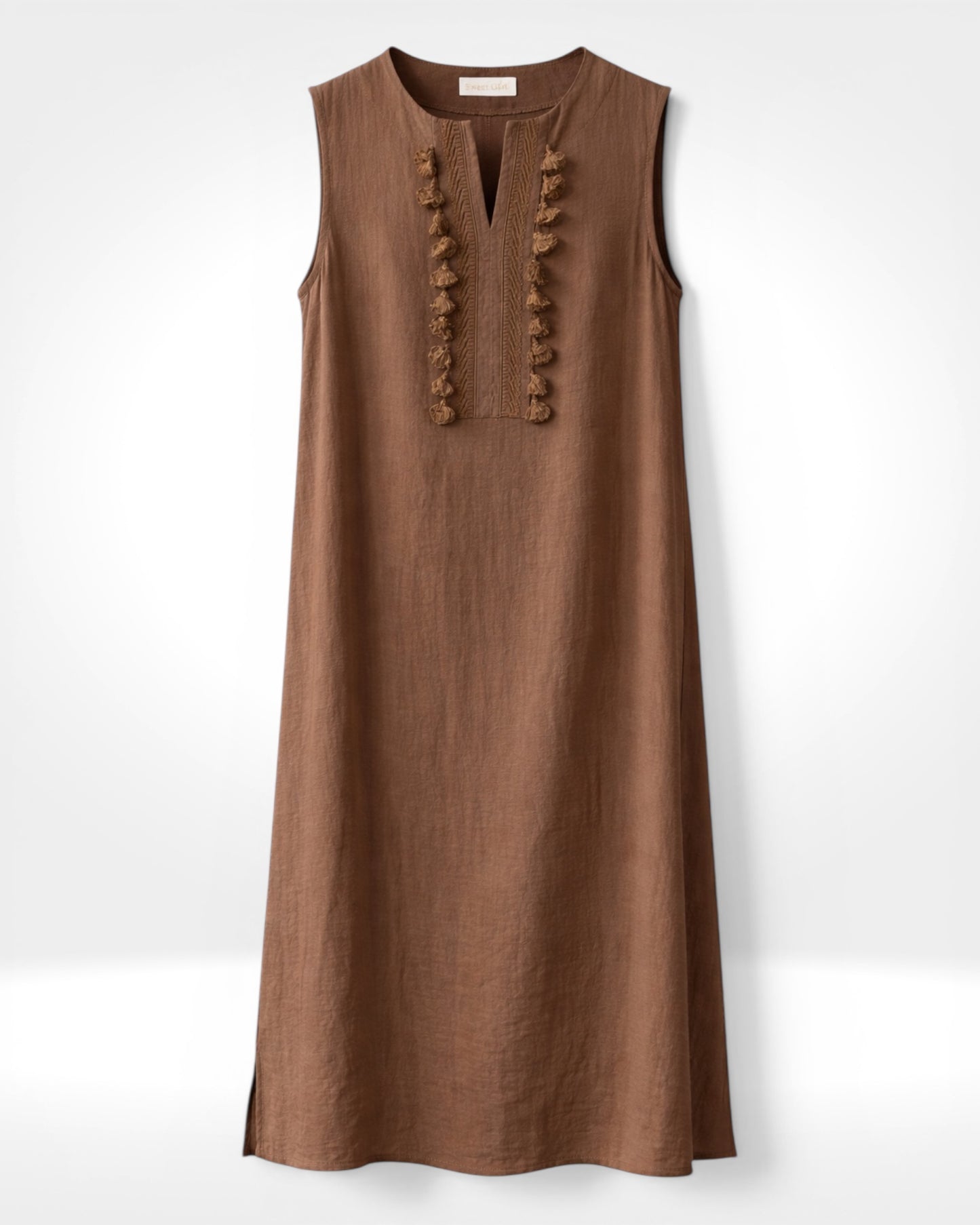 Sleeveless Tassel Detail Midi Dress