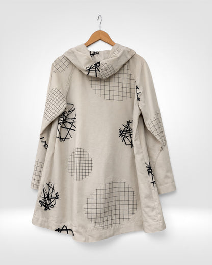 Abstract Grid Oversized Collar Button Jacket (Bella Blue)