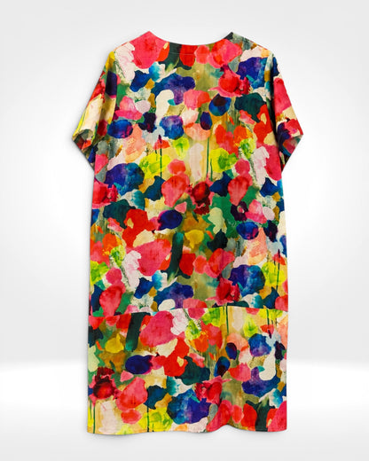 Abstract Bloom Button Dress (Bella Blue)