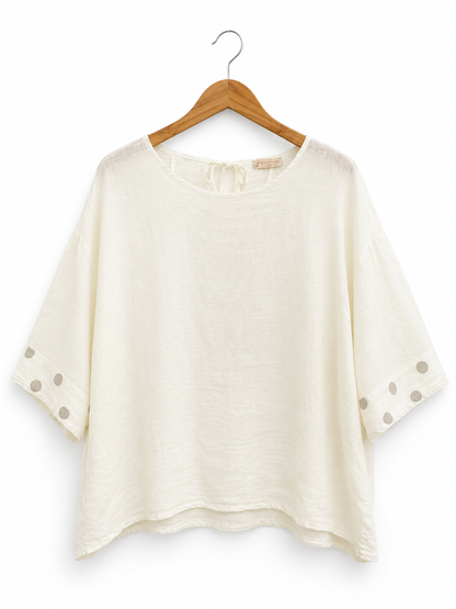 Dot Detail Linen Top