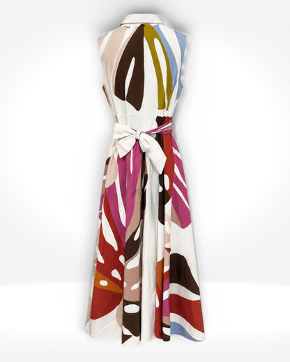 Abstract Wrap Midi Dress