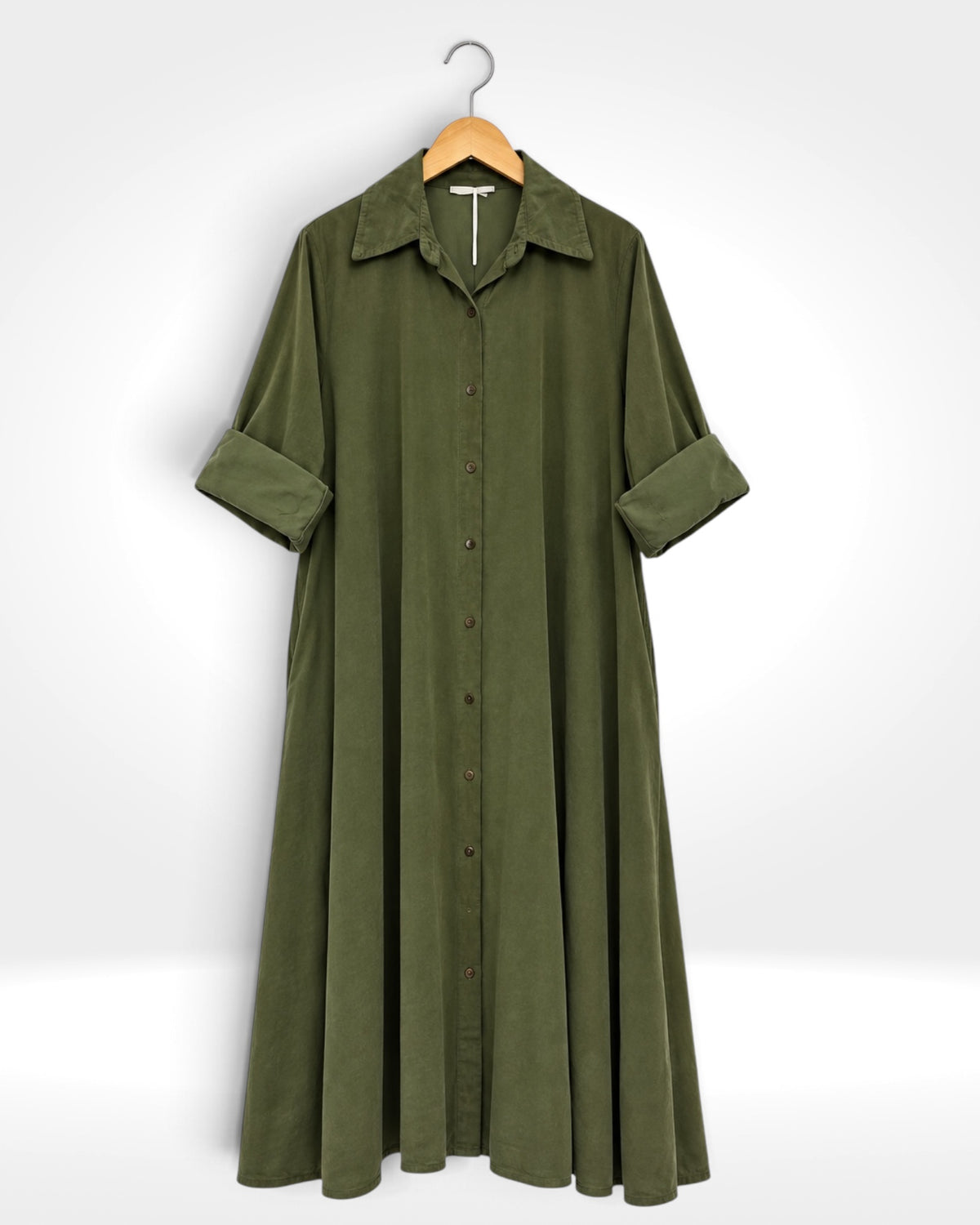 Siena Fine Cord A-Line Maxi Shirt Dress