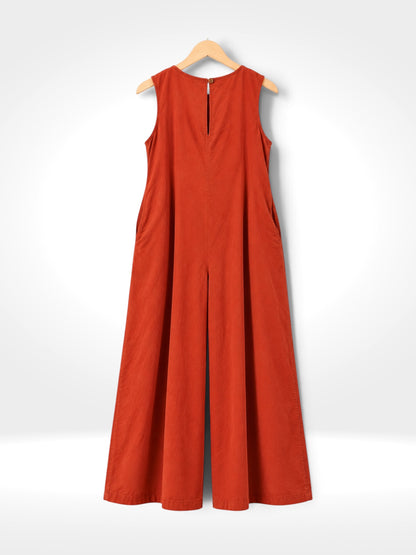 Fine Corduroy Wide-Leg Jumpsuit