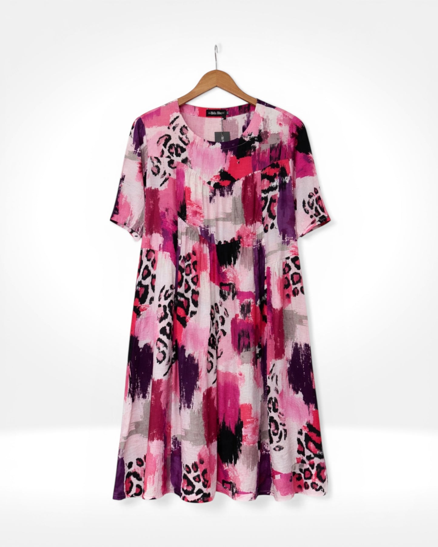 Leopard Brushstroke Flow Dress (Bella Blue)