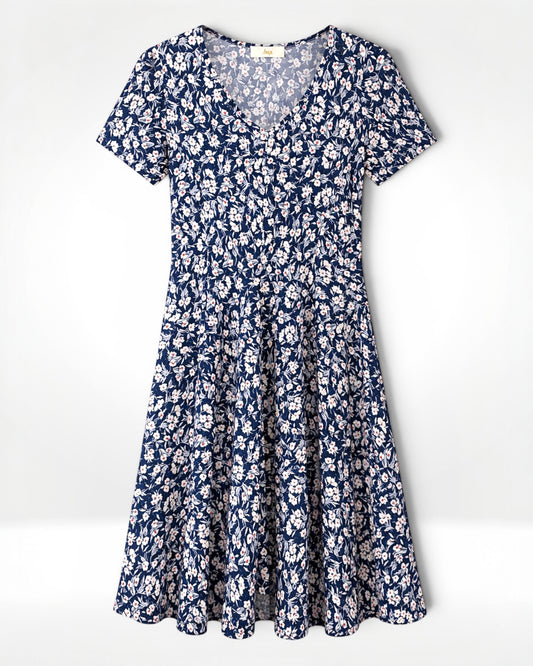 Navy Blossom Fit & Flare Dress