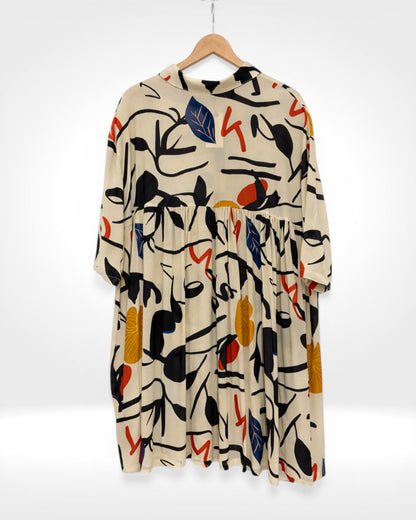Abstract Muse Button Shirt Dress (Bella Blue)