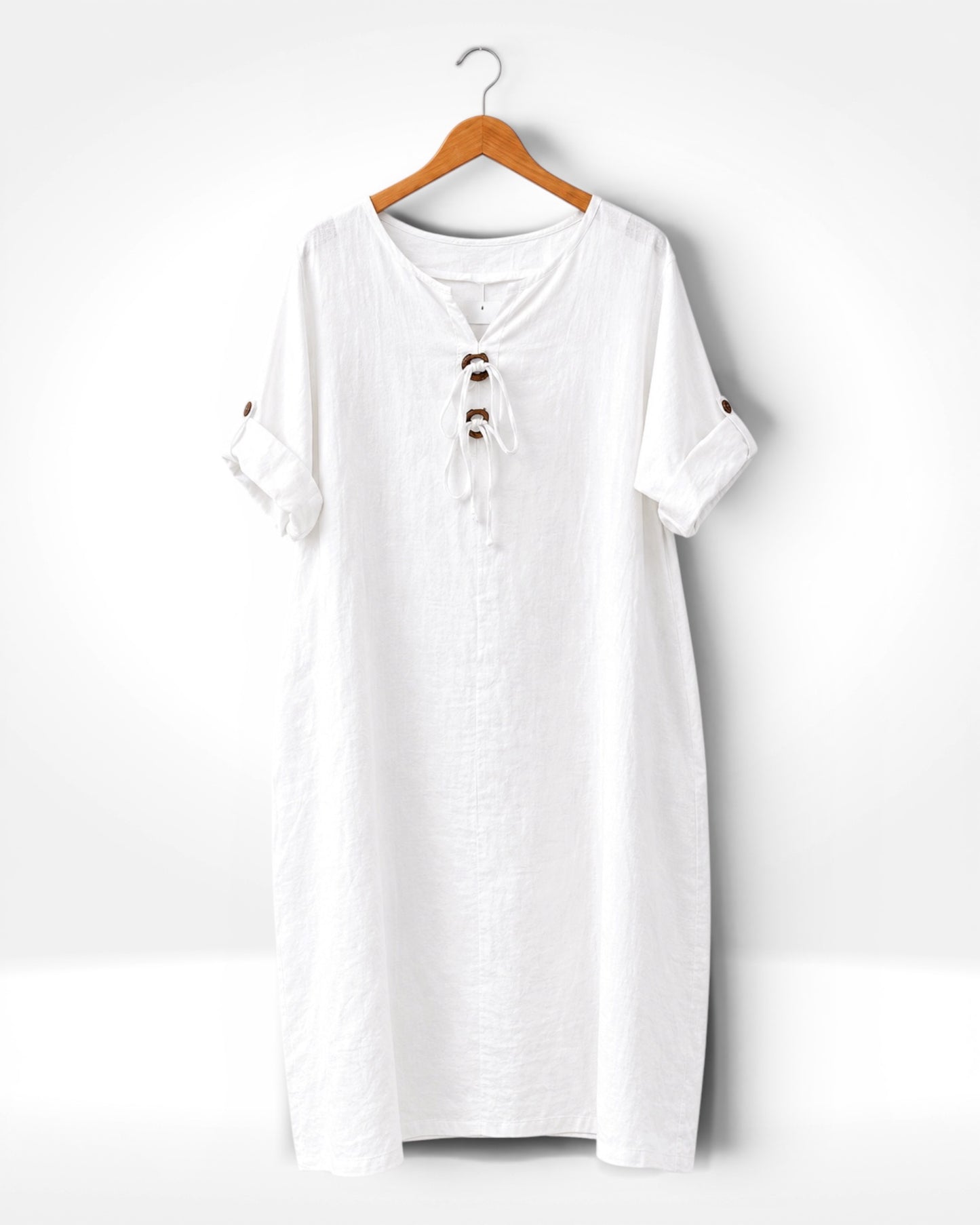 Linen Button Detail Dress